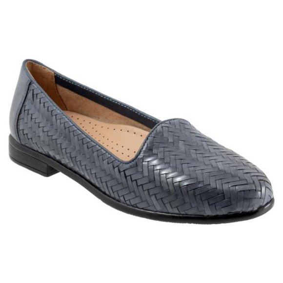 NEW Trotters Woven Blue Leather Liz Loafers / Flats - Picture 1 of 6